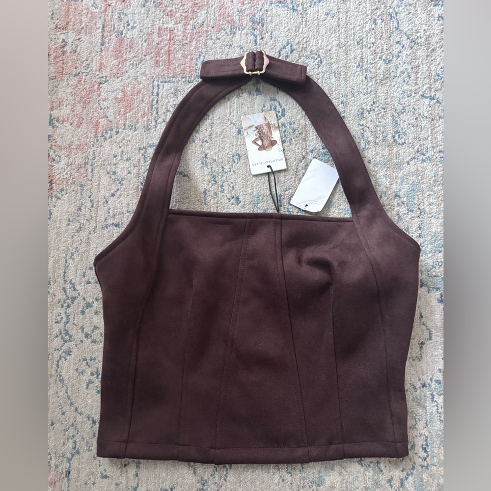 Sincerely Jules Suede Halter Top - NWT